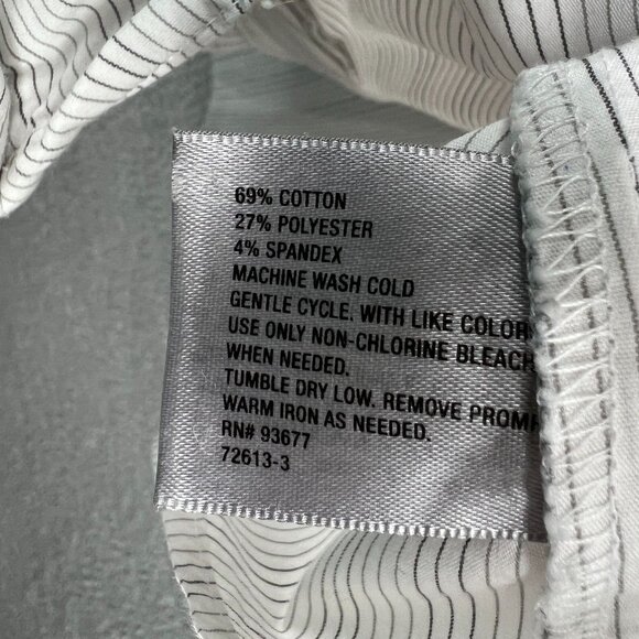 Worthington Womens Top 2X White Striped Short Sleeve Zip Front Shirt Stretch - Picture 6 of 8